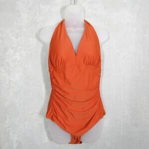Åhléns Swimsuit Womens Large Halter One Piece Ruched Bathing Suit Swimwear